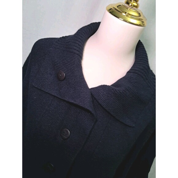 Bomboogie One Size Button Fasten Poncho Cardigan Sweater Part Angora Navy Blue - Picture 2 of 12